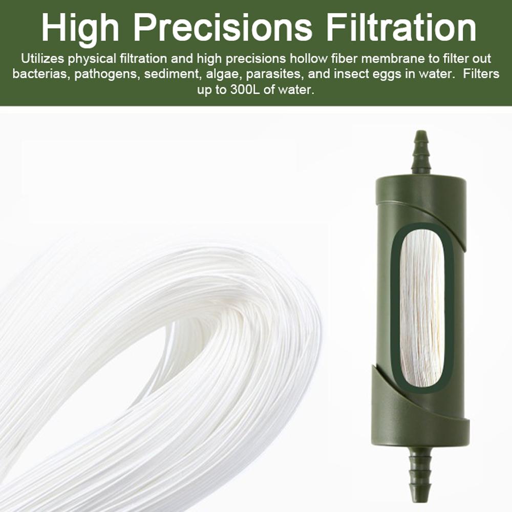 

Camping Water Purifier Portable Drinking Water Filter Straw Emergency Filtration Device Survival Gear for Outdoor зелёный