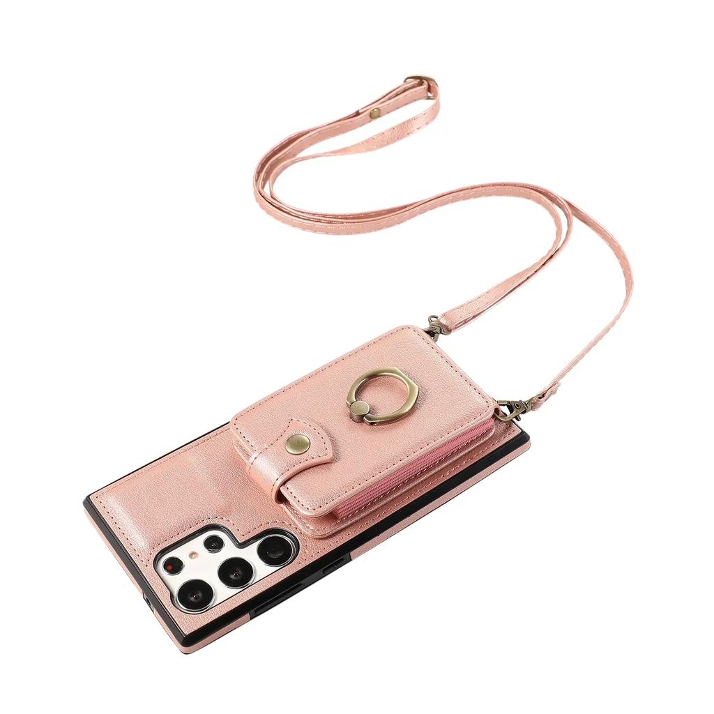 Crossbody Leather Phone Case for Samsung S23 FE S24 S22 Plus S25 Ultra A15 A33 A25 A16 A06 A36 A26 A56 Wallet Card Holder Cover