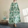 2025 New Floral Vacation Style Travel Round Neck Vintage Dresses
