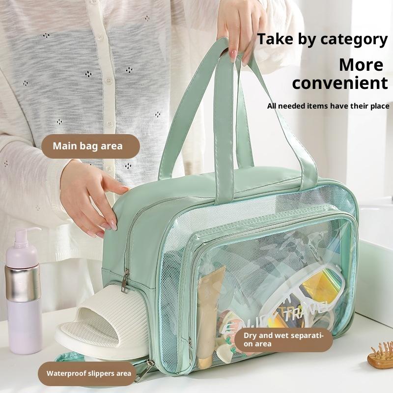 Wet And Dry Separation Fitness Wash Bag Waterproof Travel Bag Swimming Storage Bag Pu Handheld Portable Cosmetic Bag