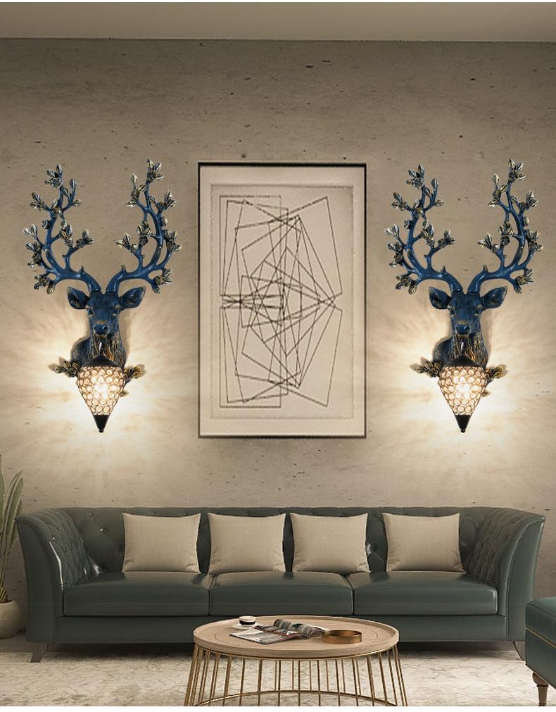 Sika Deer Wealth-Attracting Retro Wall Lamp for Living Room, Bedroom, Hallway, or Staircase