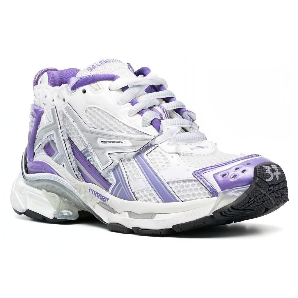 Balenciaga Runner Comfortable And Trendy Low Top Chunky Sneakers Women's White Purple 677402W3RB35901