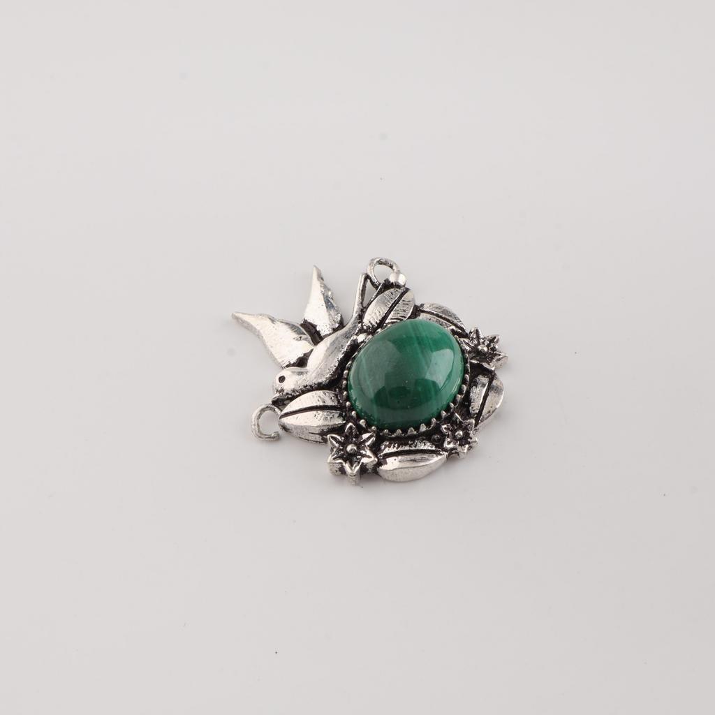 Natural Malachite Gemstone 925 Sterling Silver Partywear Pendant 0.5" Women Jewelry For Birthday Gift CP-43-25