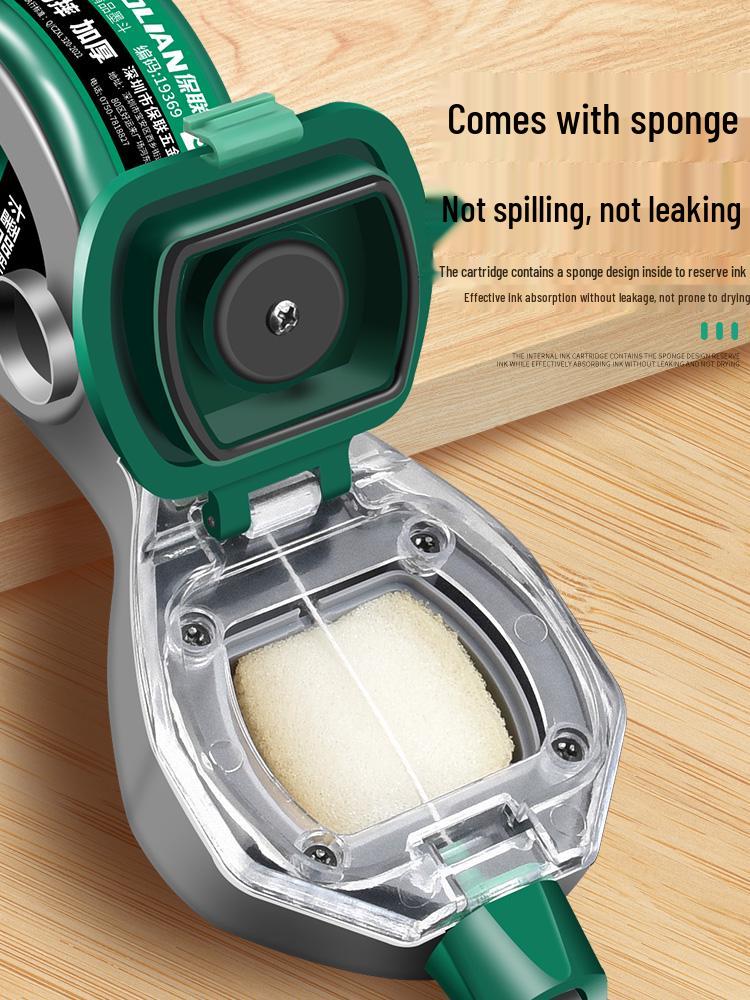 Hand-Crank Wooden Ink Marker, Drop-Resistant Line Tool for Construction Layout