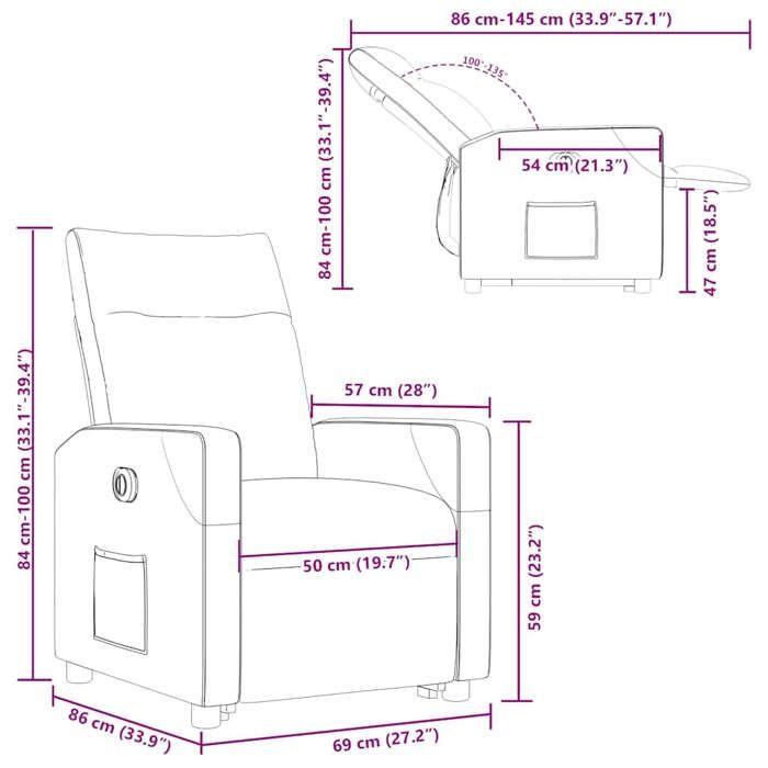 VidaXL Fauteuil inclinable électrique crème tissu 3324026