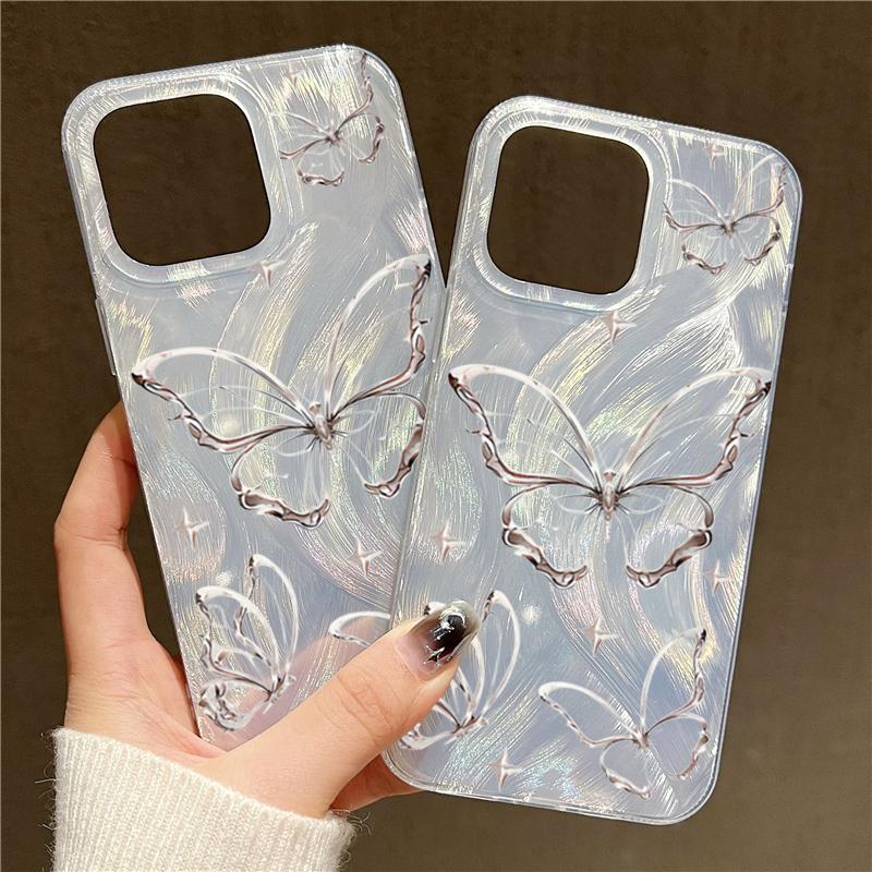 Case for Redmi Note 13 4G Cases Luxury Laser Silver Butterfly Case for Xiaomi Redmi Note 12 Pro Plus 12S 11S 11 10S 10 13C Cover