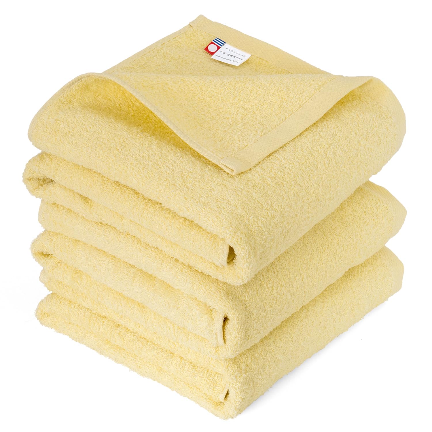

oruTa Imabari Bath Made in Bath Yellow Towels, 3-Piece Set, Thin, Quick-Drying, Compact, Japan, Natural, Gym, Towels, 65x120cm, 100% Cotton,