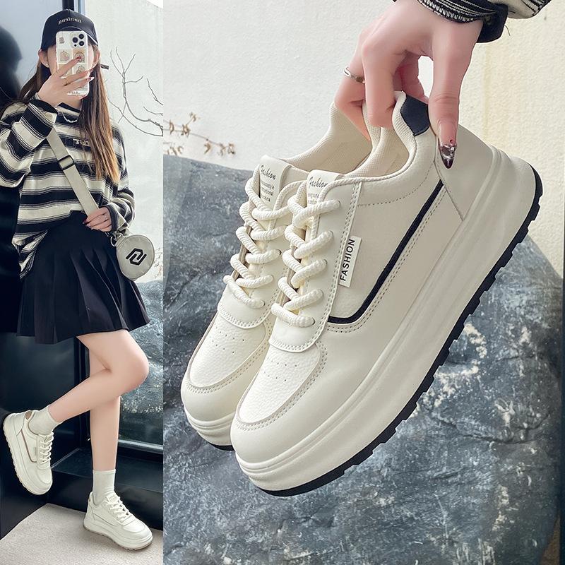 2025 spring little white shoes new Korean version ins women's shoes student platform sports board shoes casual street shot lace-up shoes