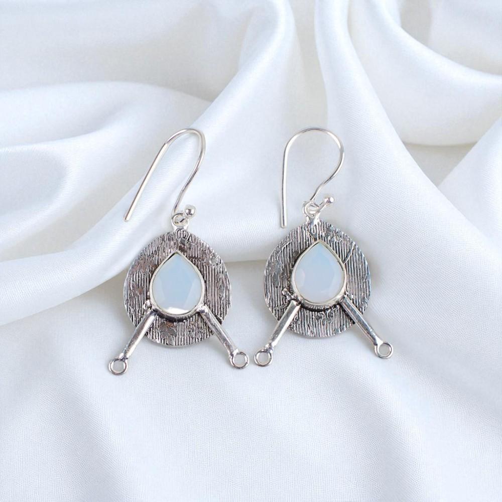 

Молочный Опал Драгоценный Камень 925 Стерлинговое Серебро Ювелирные Изделия Ручной Работы Женские Серьги 1,86 EE-78-8