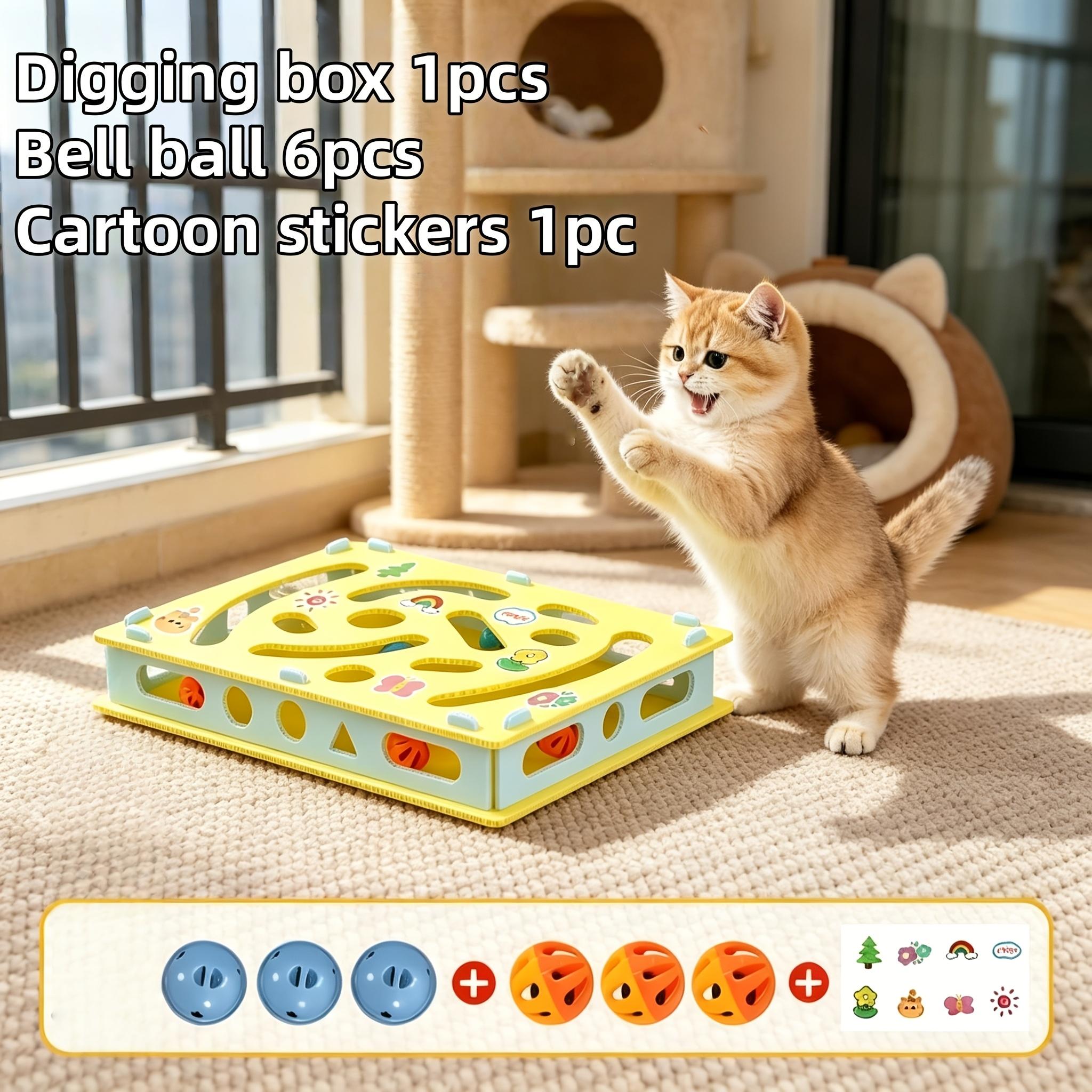 Cat Digging Hole Puzzle Cat Toy Set Sound Bell Ball Teasing Cat Stick Sound Toy Cat Self Hi Soothing Cat Toy Release Cat Nature, Without Battery