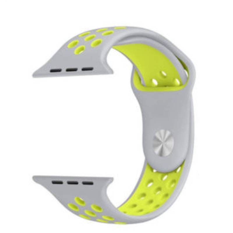 

Sport Silicone Replacement Wrist Bracelet Watch Strap Suitable For Apple Iwatch Silver Gray Yellow,38mm