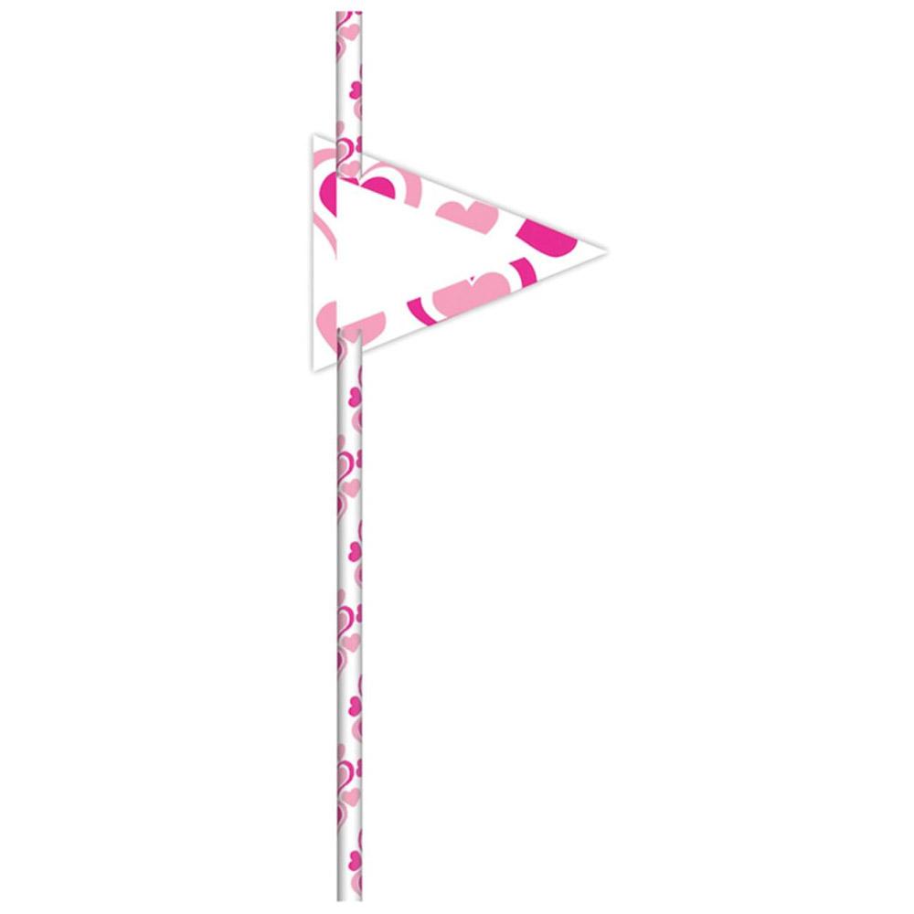 CCC Cupcake Straws 19cm 24pk (Happy Hearts)