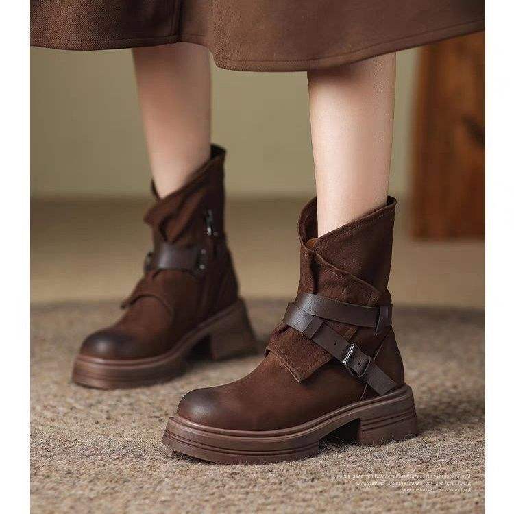 Autumn new Martin boots platform tide shoes 2025 versatile outer wear non-slip short tube fashion boots tide