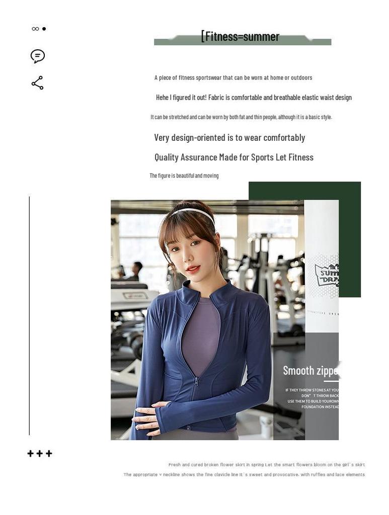 Pfirsichfarbene Fitnessjacke: Schnelltrocknendes Langarm-Sportoberteil mit Reißverschluss und Stehkragen für Yoga im Frühling und Herbst