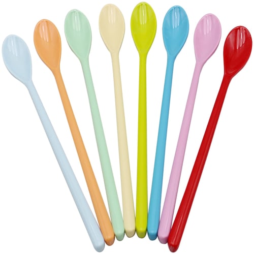 Goeielewe Mixing Spoon, Melamine Long Espresso Spoon, Colorful Latte Spoon, Dessert Ice Cream Spoon, Cocktail Stirring Spoon for Coffee Desserts, 8.8
