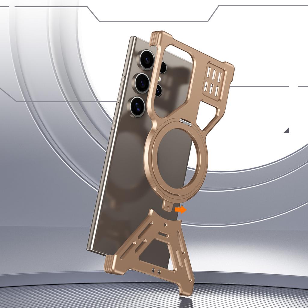 For Samsung Galaxy S23 Ultra Magnetic Bumper Case Rotating Kickstand Metal Phone Cover