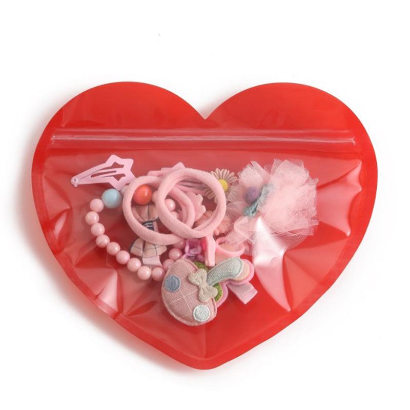Heart-Shaped Self-Sealing Jewelry Gift Bag: Valentine's Day Pouch for Candy or Small Gifts