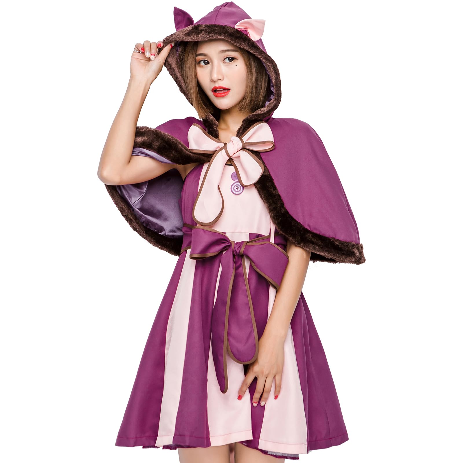 

Halloween Cheshire Cat Cosplay for Cute Cat Purple Cat Party Cultural School Performance Costume [DECEED] Women, Costume, Adult, Ears/Cape/Tail, фиолетовый
