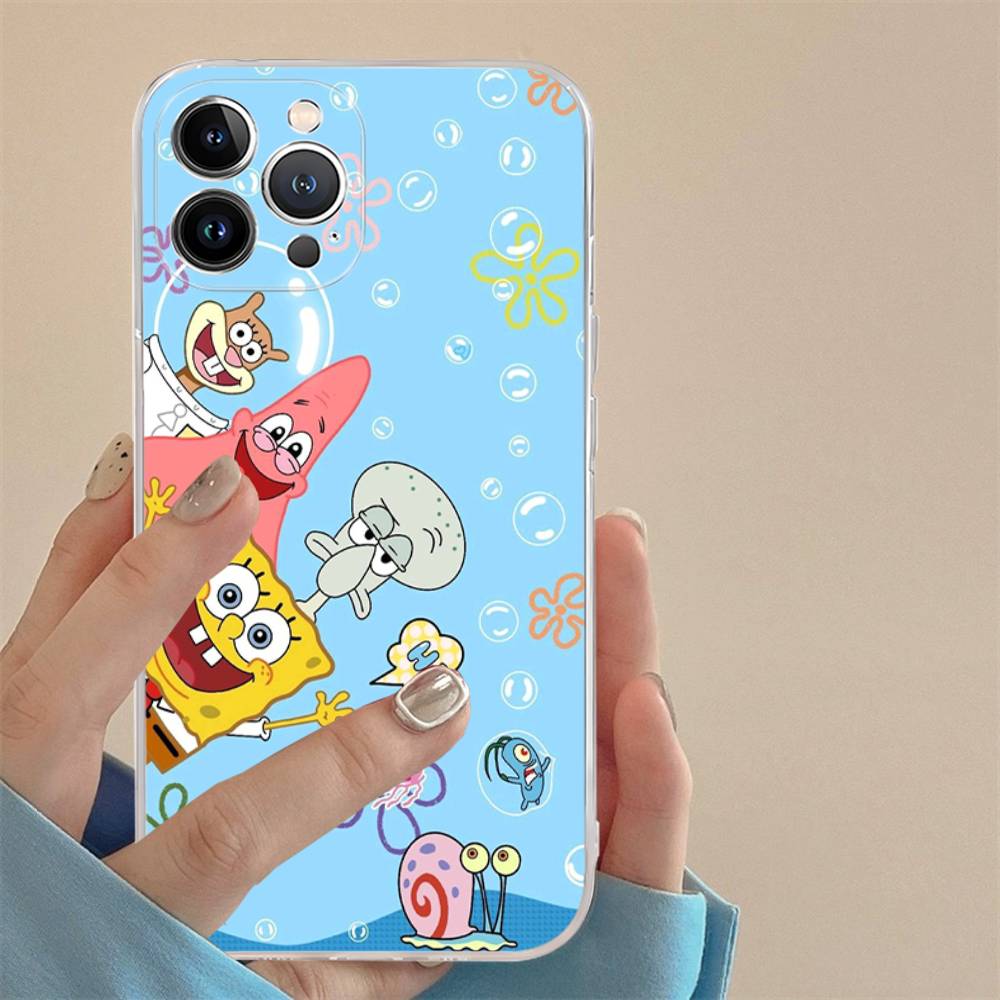 Cute SpongeBob Dolls Phone Case for iPhone 17 16 15 14 13 12 11 Pro Max Plus Soft Cover Personalized DIY