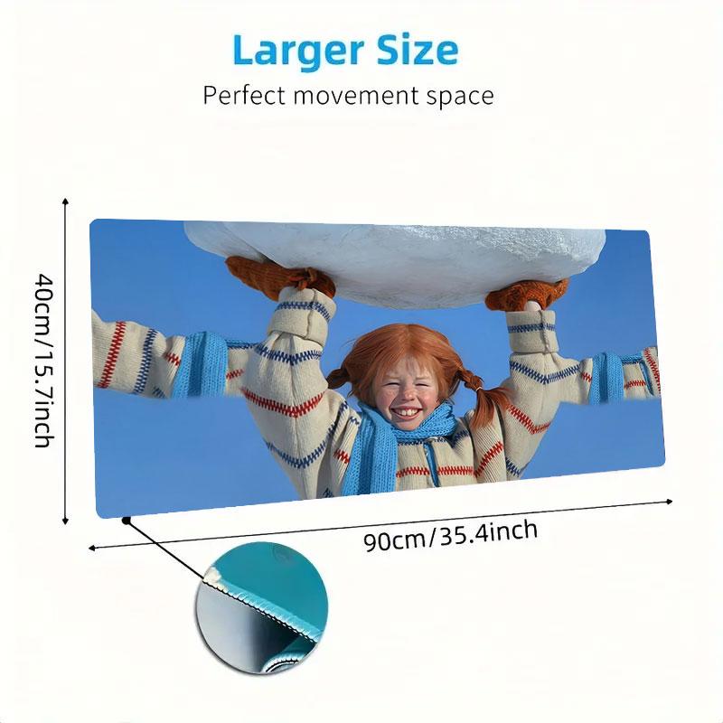 Pippi Longstocking Large Size Mouse Pad Large Gaming Table Cushion Non-slip Laptop Tablet Big Mousepad XXL Mat Mini PC Playmat With Lock edge