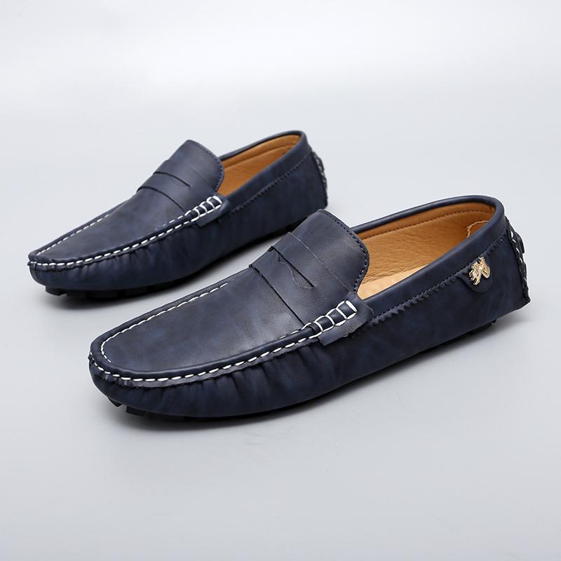 

Модная мужская деловая повседневная обувь Модная мужская обувь лоферы ручной работы из искусственной кожи Слипоны Мягкая удобная мужская обувь для вождения 35 синий