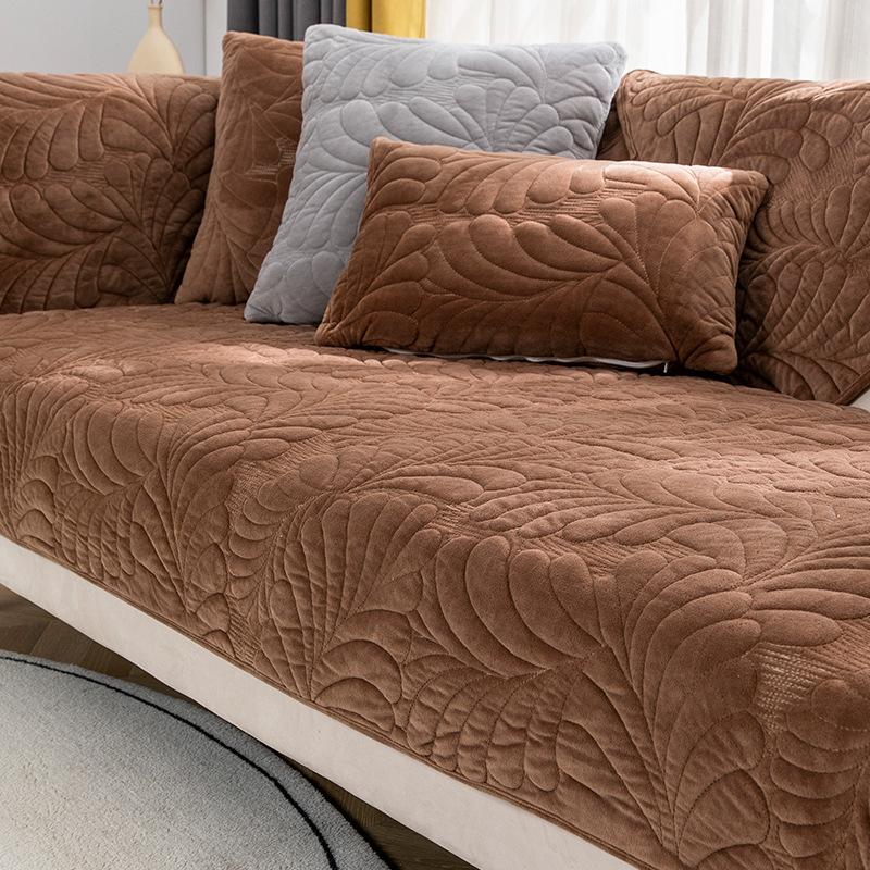 Winter Plush Sofa Cushion Four Seasons Universal Nordic High-End Thickened Cushion Simple Gray Non-Slip Back Cover Towel