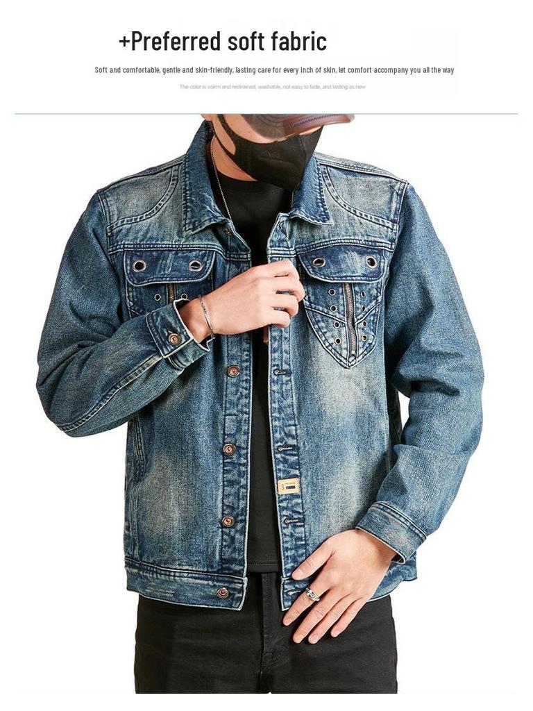 2025 Men's Retro Denim Jacket | American Vintage Style | Casual Outerwear