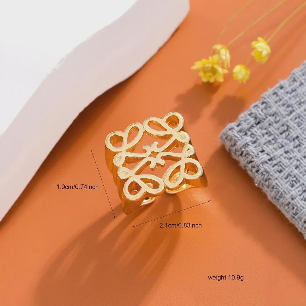 Niszowy pozłacany geometryczny pusty luksusowy pierścionek