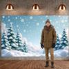 Xmas Banner Snow-Covered Christmas Holiday Background Winter Scene Display Pine Tree Design Holiday Background For Family Winter