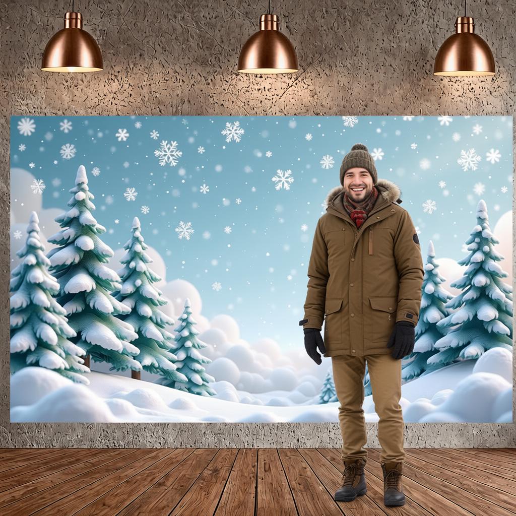 Xmas Banner Snow-Covered Christmas Holiday Background Winter Scene Display Pine Tree Design Holiday Background For Family Winter