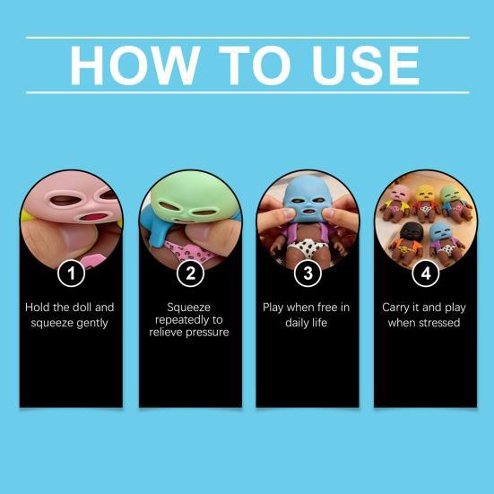 Babies Stress Relief Toy with Face Guard Coat Underwear Slow Rising Anxiety Relieving Baby Squeeze Toy Soft Relaxation Stress Ball Fidget Toy