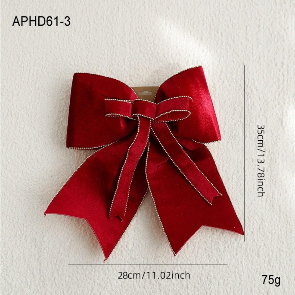 New Double Layer Velvet Christmas Bow Tie Red Cloth Tree Decorations Christmas Bowknot Door Decor
