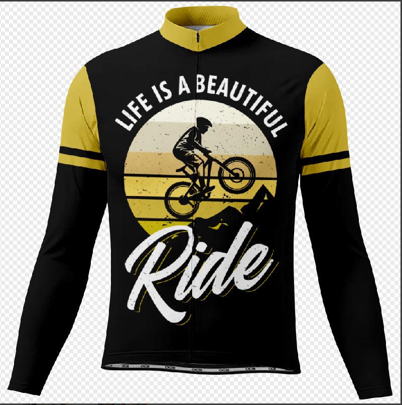 Cycling Suit Men s Mountain Off-Road Bike Struggle Long Sleeve Zipper Outdoor Cycling Suit 2XS