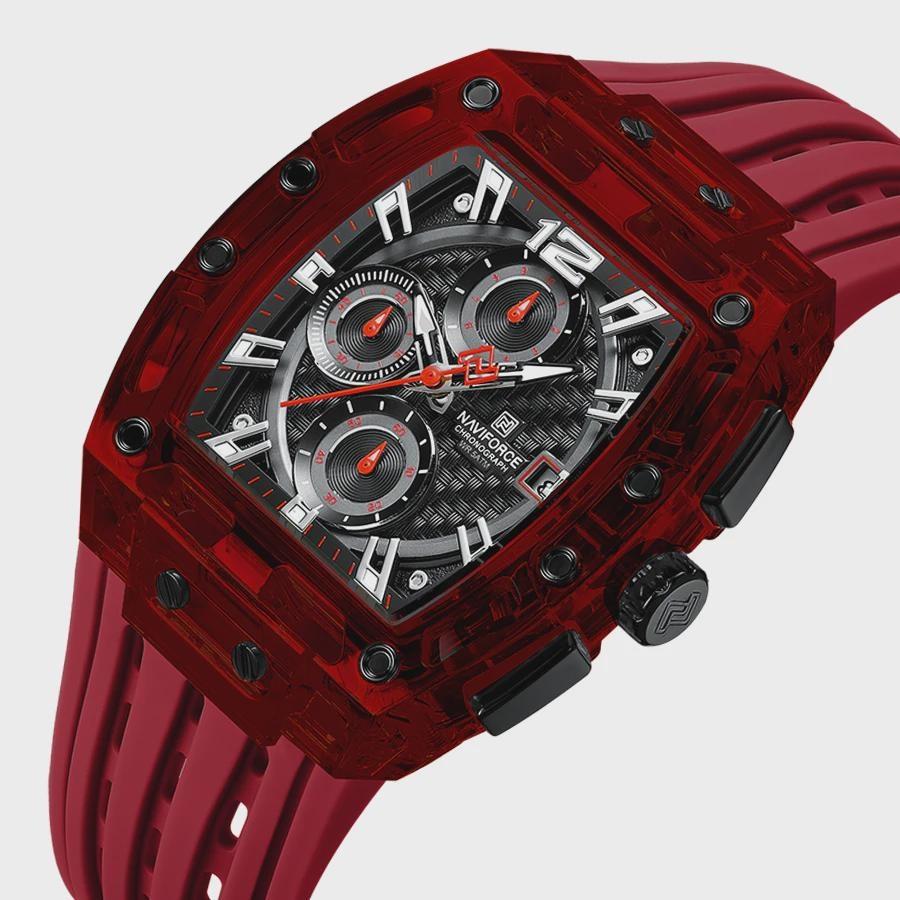 

Quartz Watches for Man Silica Strap Waterproof Sport Male Clock Quartz Date Display Mens Watch Chronograph красный