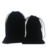 Black Flocking Jewelry & Headphone Drawstring Storage Bag