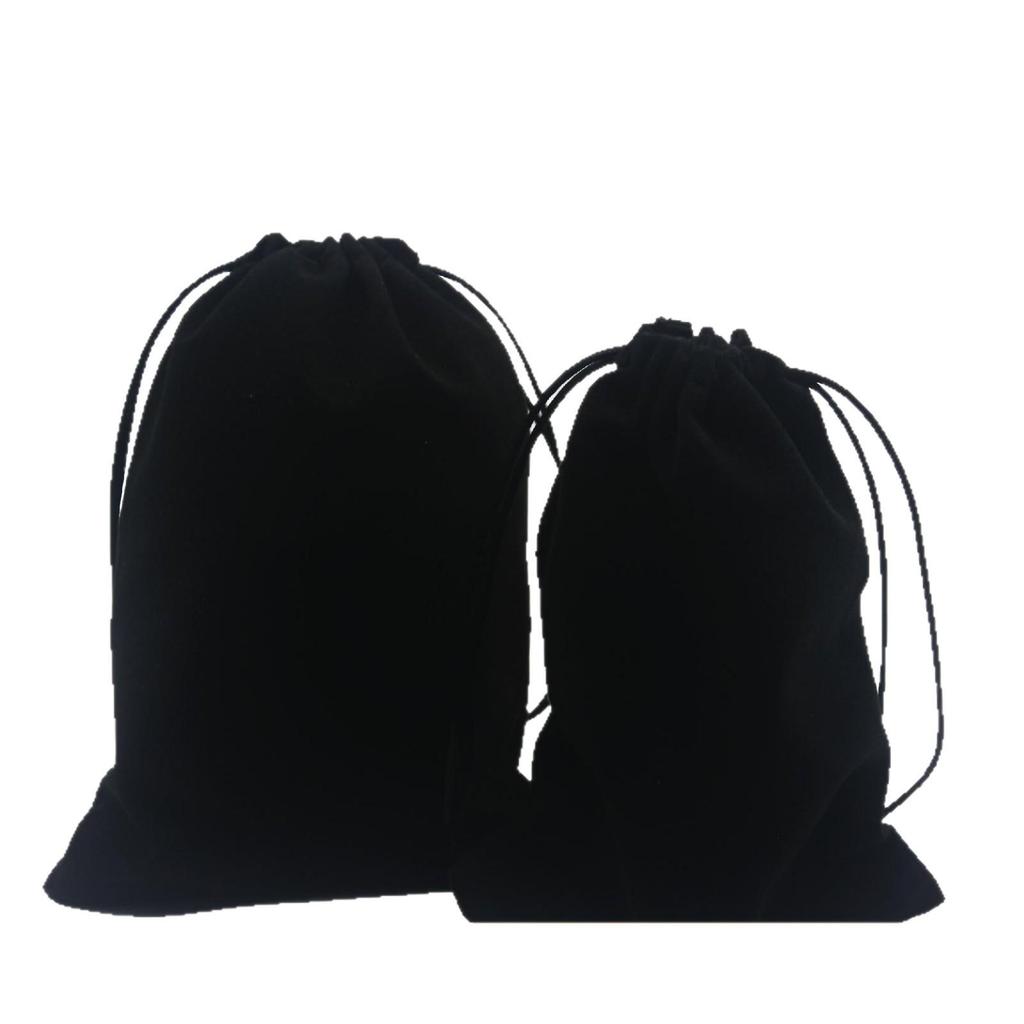 Black Flocking Jewelry & Headphone Drawstring Storage Bag