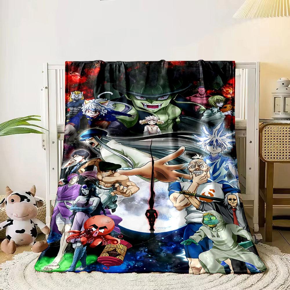 

Diverse anime characters divided by a black sword-like object. for all seasons blanket lunch break throw gift 80cm x 120cm