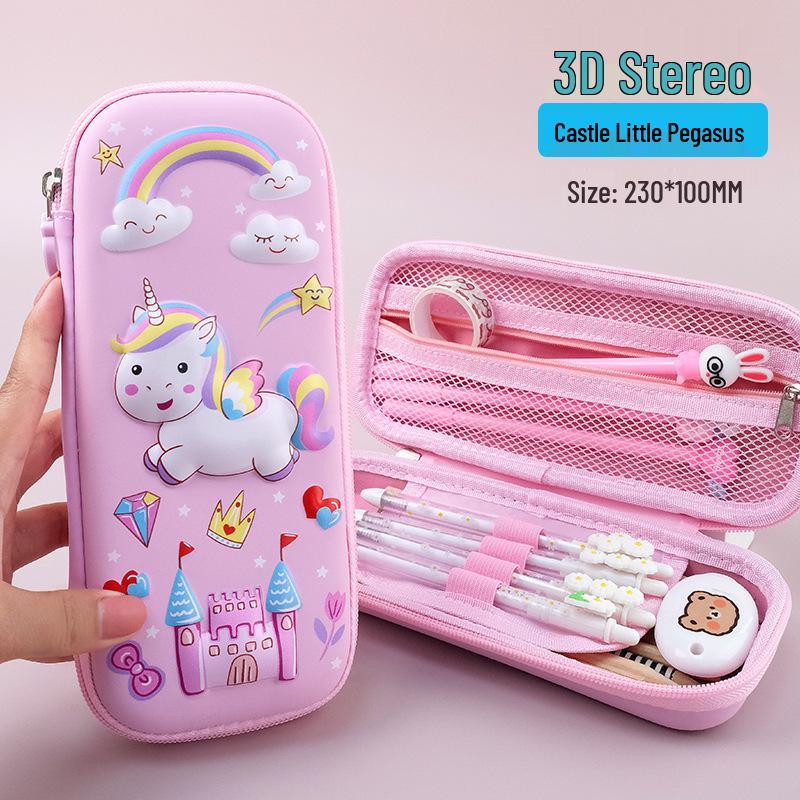 3D Stereo Pencil Case: Large Capacity, Dirt-Resistant, Cute Milky White School Supplies Stationery Bag