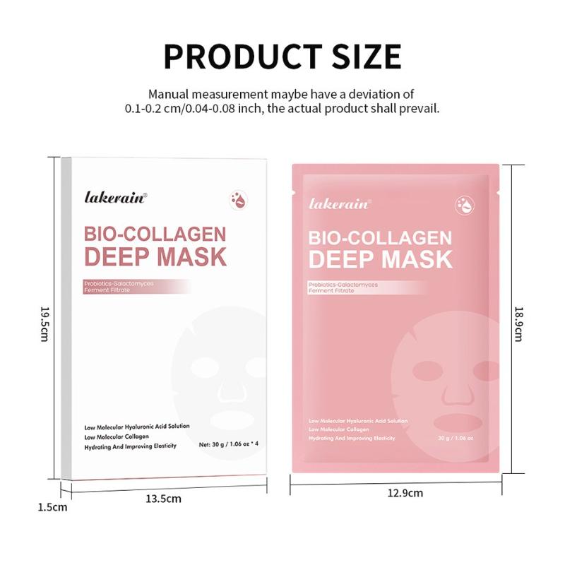 Set Maschere Viso Idratanti al Bio-Collagene 4 Pezzi Maschera Idrogel Idratante Profonda Maschera da Notte Affinante per i Pori Cura della Pelle
