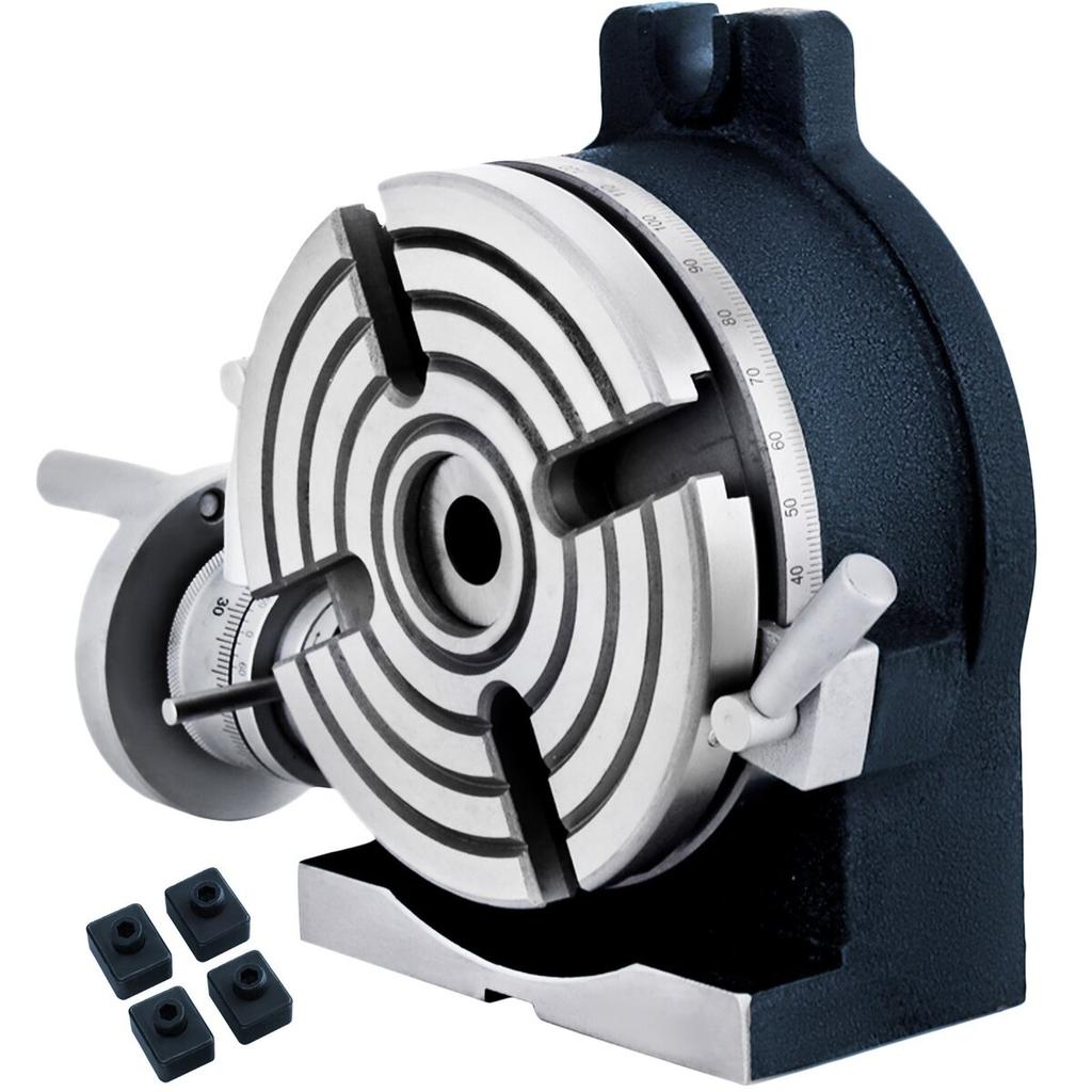 150mm/5.9In Vertical & Horizontal Rotary Table, 150MM Dividing Head Round Rotary Working Table Milling Machine Index System Adjustable Screw 5.9 Inch