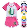 Kids Girls Witch Print Short Sleeves T-Shirt Shorts Pants Sport Clothes Set