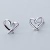 Genuine 925 Silver Heart Stud Earrings for Women Cute Small Earrings for Lover Girls