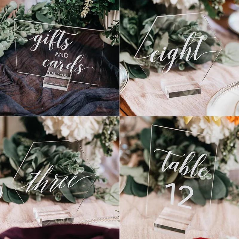 10Pcs Transparent Place Card Holder Acrylic Table Sign Holder Table Number Holders Name Card Stands for Photo Menu Display Clear