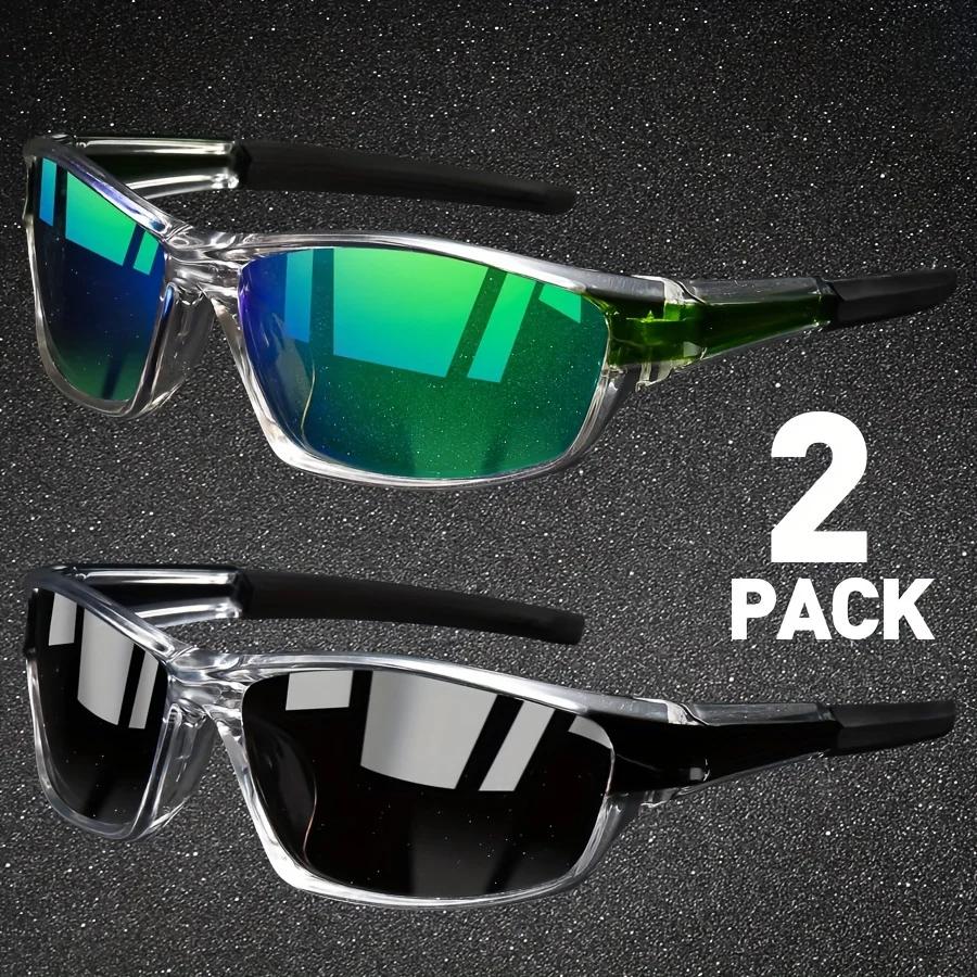 2pcs Sports Polarized Sunglasses for Men Lightweight Night Vision Male Shades Cycling Driving Fishing Fashion Mirror Sunglasses