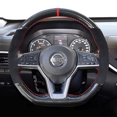 Hand Stitched Non-slip Carbon Fiber Suede Car Steering Wheel Cover For Nissan X-Trail Qashqai Rogue (Sport) 2017- Auto Parts