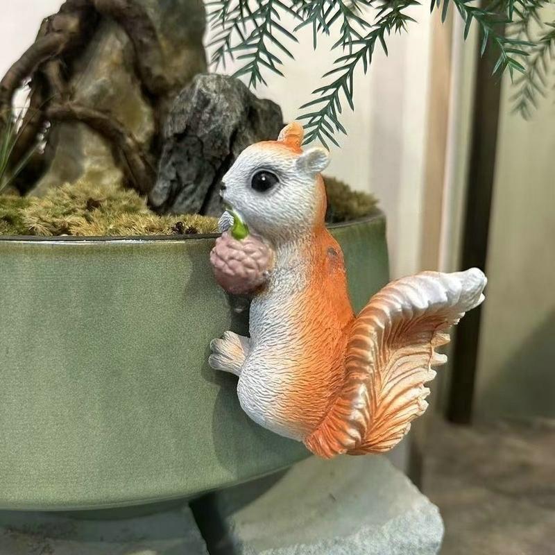Διακοσμητικά Είδη Κήπου και Αυλής, Προσομοιωμένο Ζώο Μικρός Σκίουρος Γλάστρα Κρεμαστά Διακοσμητικά Είδη, Ρητινένια Ζωικά Διακοσμητικά Είδη