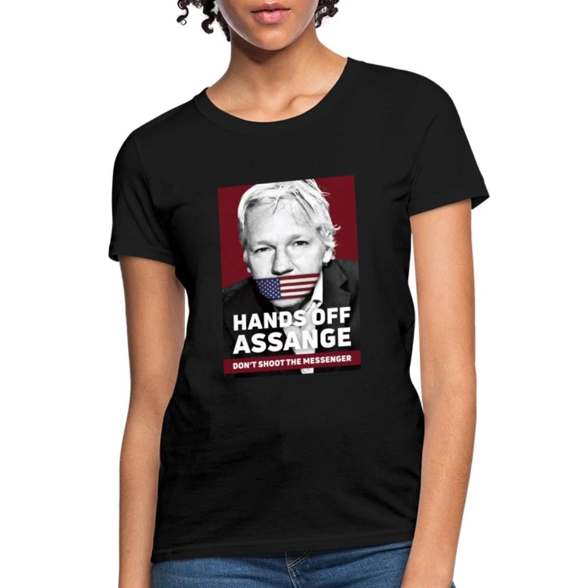 Hands Off Assange Don t Shoot The Messenger Women s T-Shirt M