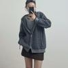 Lazy Wind Striped Hooded Sweater Jacket Women's Autumn and Winter New Loose Casual Zipper Knitted Cardigan