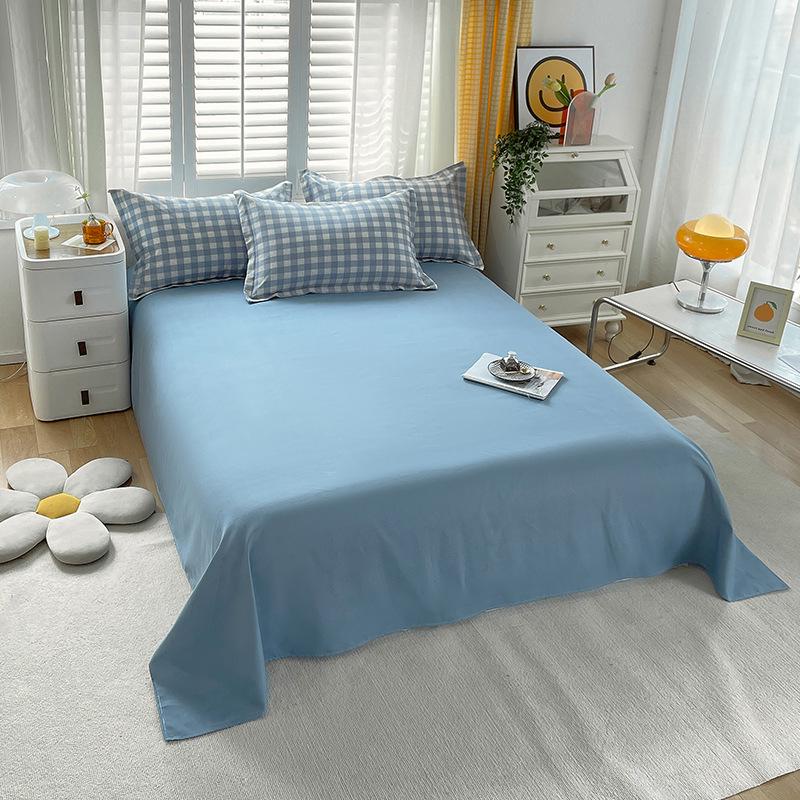 Brushed Cotton Plaid Bedding Set - Includes Duvet Cover, Bed Sheet, and Pillowcase