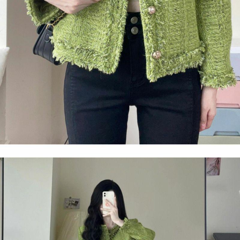 Spring 2025 Green Short Jacket | Celebrity-Inspired French Korean Style for Women